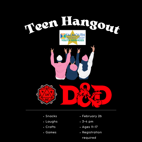 a black square with a drawing of three teens facing backwards holding up peace signs. Under the teens is the Dungeons and Dragons logo. 