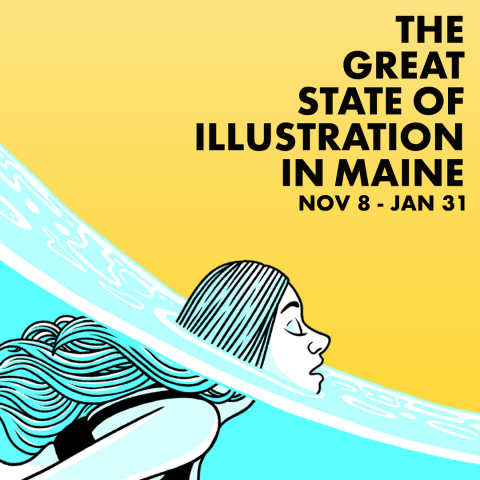 Woman swimming with her head emerging from the water Illustration Institute The Great State of Illustration in Maine