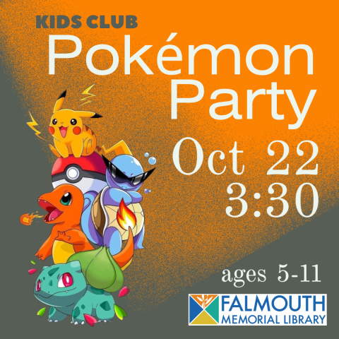 an orange square background with multiple Pokémon characters such as Pikachu and Charmander