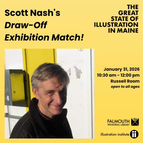 Scott Nash Photograph Scott Nash's Draw-Off Exhibition Match Illustration Institute Falmouth Memorial Library January 31, 2026