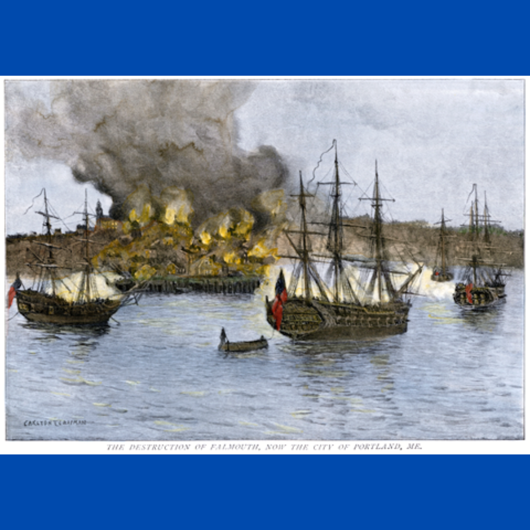 Ships in Falmouth Maine burning