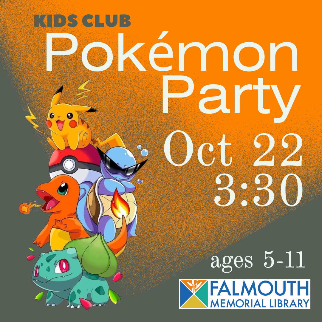 an orange square background with multiple Pokémon characters such as Pikachu and Charmander